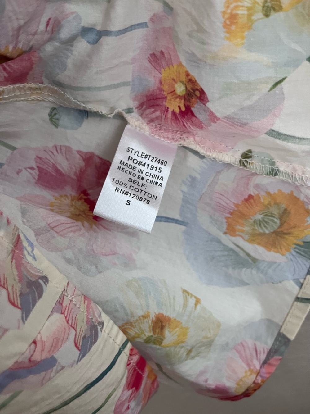 Entro Floral Poppy Ruffle Neck Puff Sleeve Blouse Size Small - Picture 12 of 13